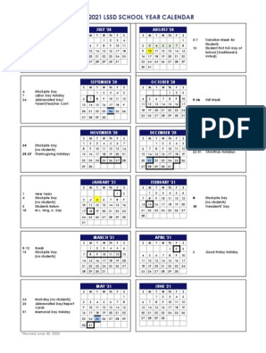 Lssd Calendar 2022 2020-21 Lssd Calendar Revision 063020 | Pdf | December Observances |  Christmas