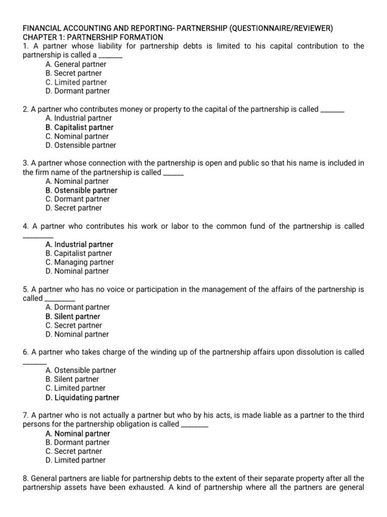 Partnership Formation and Capital Contributions | PDF