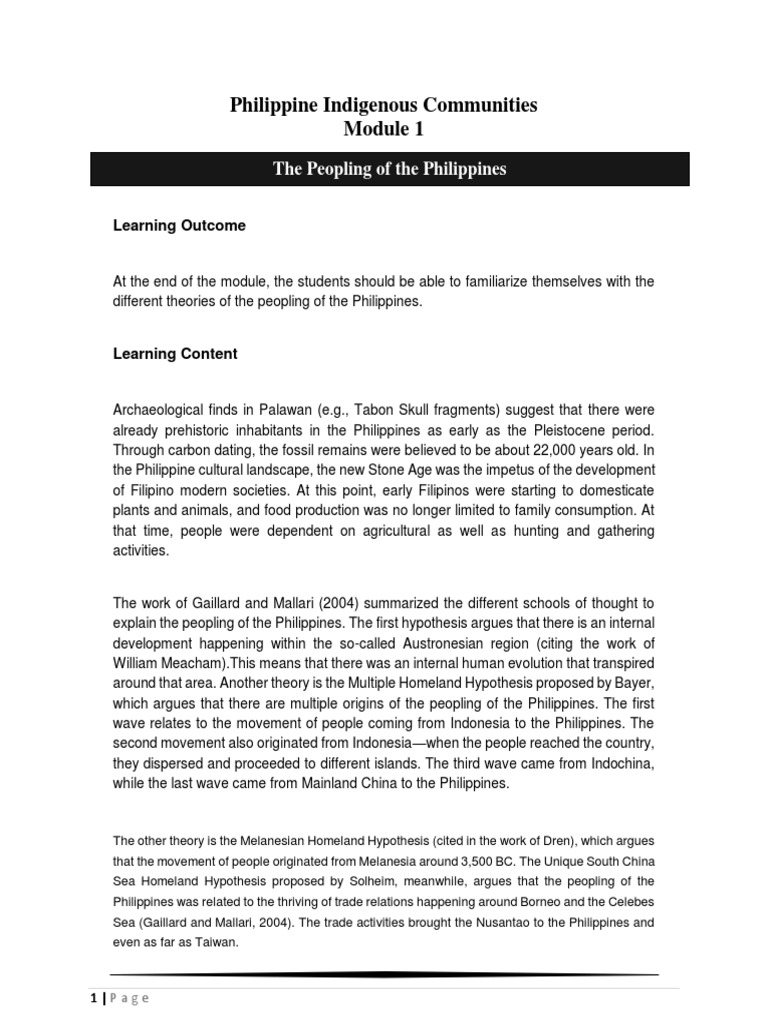 The Peopling of Philippine Indigenous Groups | PDF | Mindanao | Philippines
