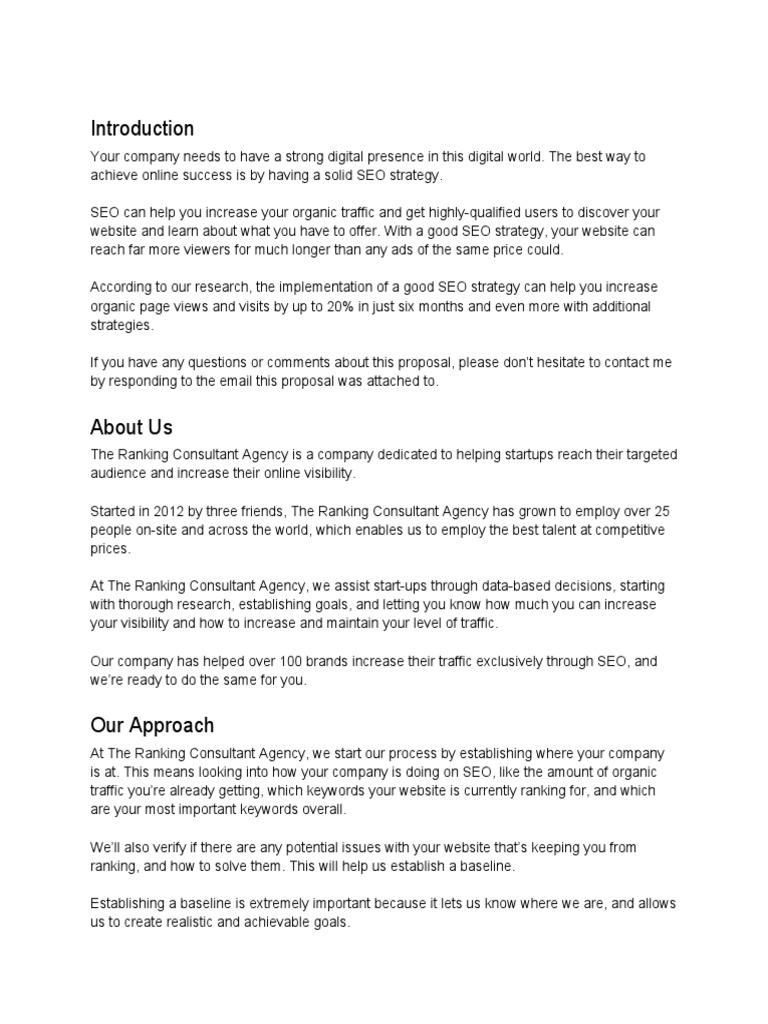 SEO Proposal Template | PDF | Search Engine Optimization | Cyberspace