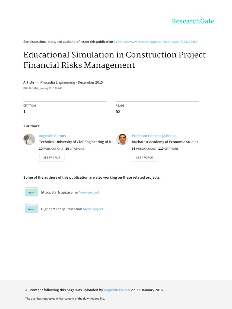 Educational Simulation in Construction Project Financial Risks ...