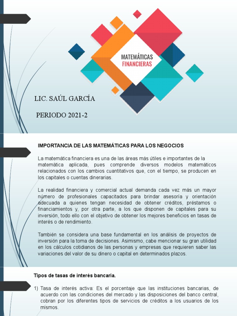 MatemÃ¡Ticas Financiera 2 | PDF | Interés | Tasas de interés