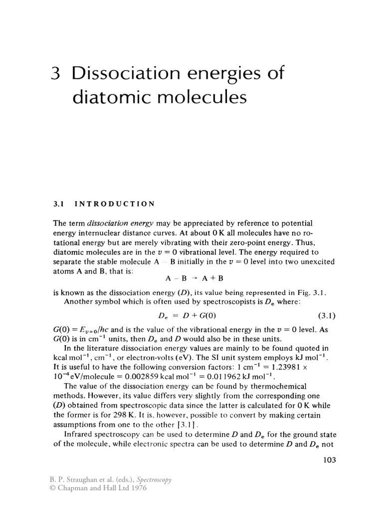 Dissociation Energies of Diatomic Molecules | PDF | Spectroscopy ...