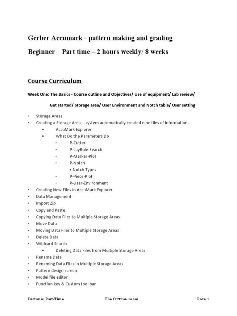 Gerber Accumark Beginner Course Guide | PDF | Computer File | Computing