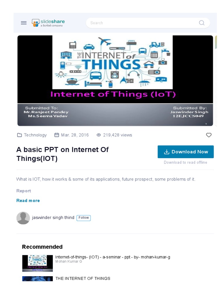 A Basic PPT On Internet of Things (IOT) : Recommended | PDF | Internet ...