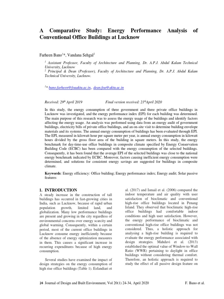 A Comparative Study Energy Performance Analysis of Conventional Office ...