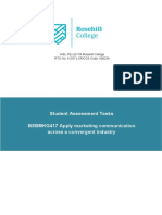 Student Assessment Tasks BSBMKG417 Apply Marketing Communication Across A Convergent Industry