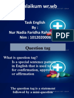 Assalamualaikum WR - WB: Task English By: Nur Nadia Faridha Rahmawati Nim: 1012020006