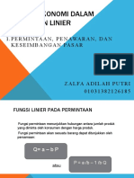 Aplikasi Ekonomi Dalam Persamaan Linier