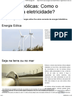 Como o vento gera eletricidade em turbinas eólicas