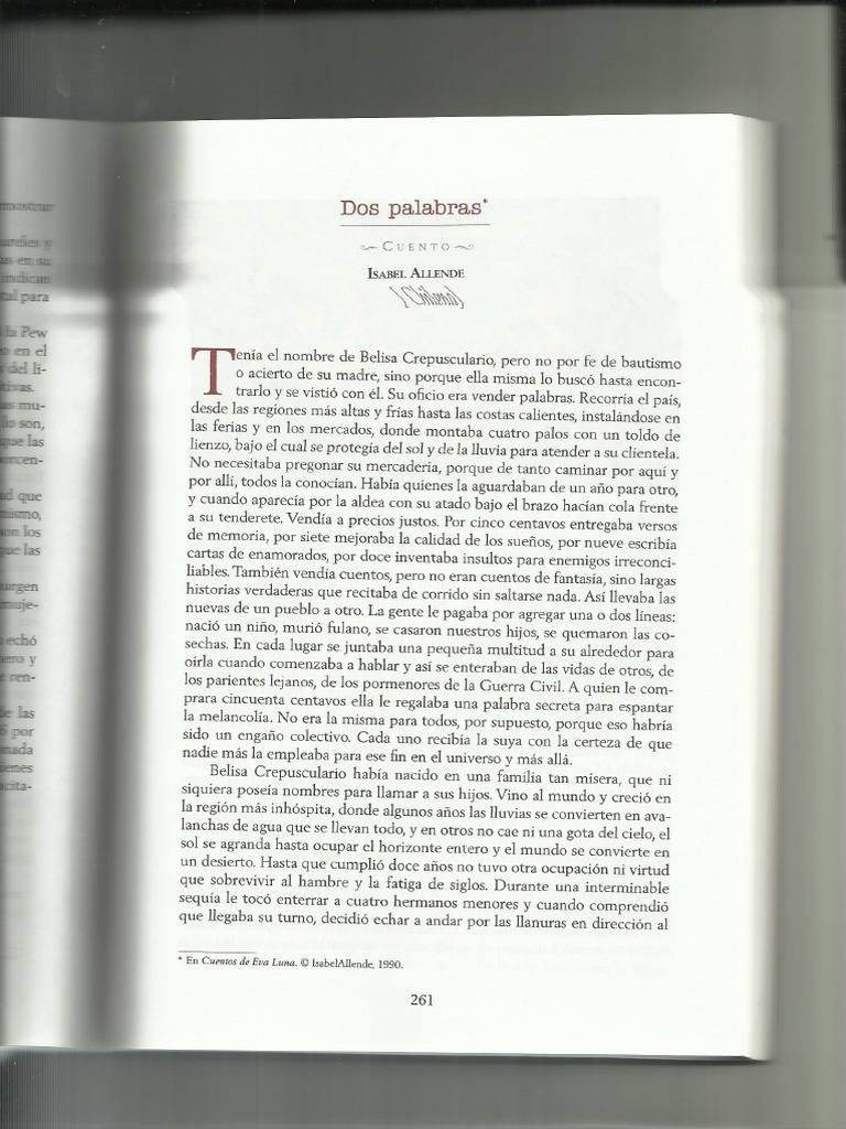 Dos Palabras (Cuento Isabel Allende) PDF
