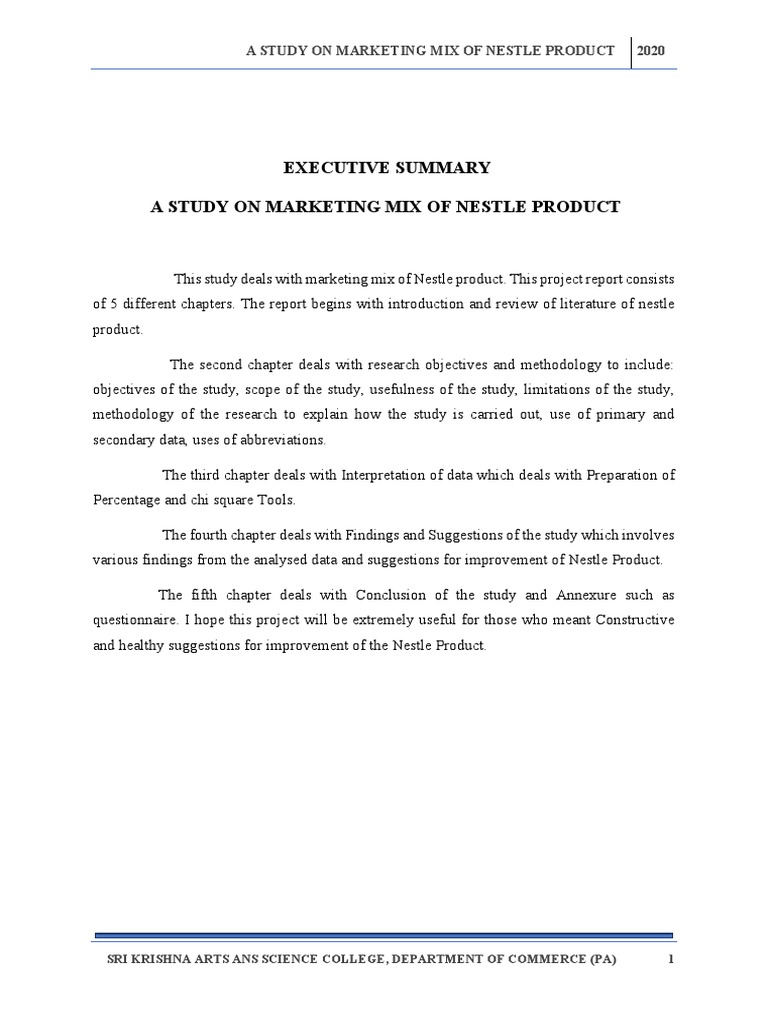 A Study On Marketing Mix of Nestle Product PDF Analysis Nestlé