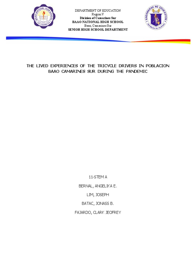 The Lived Experiences of The Tricycle Drivers in Poblacion Baao