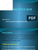 Learning Style Quiz: Arch. John Torre Gentapanan, UAP