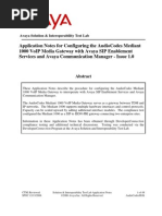 Avaya CM SES - M1K Configuration Guide