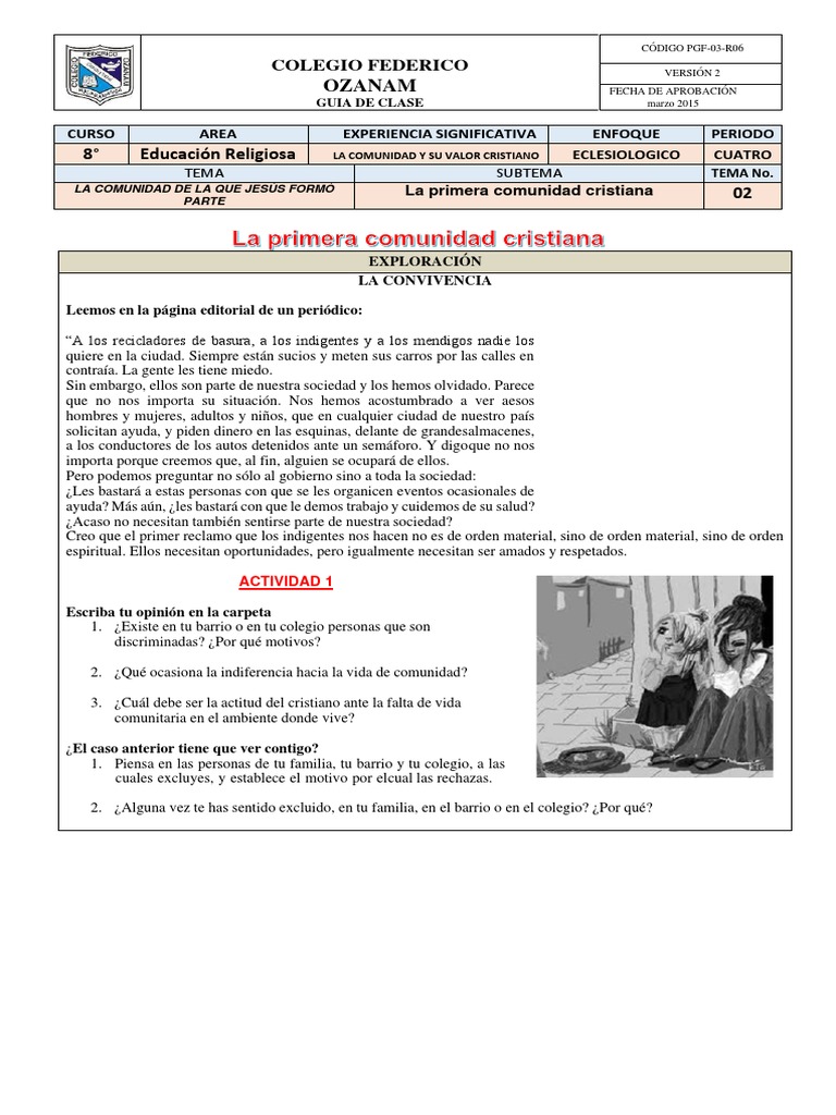 La Vida en la Primera Comunidad Cristiana | PDF | Amor | Bien común