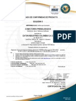 Certificado de Conformidad de Producto Esquema 5: CERTECNICA S.A.S. Certifica Que El Producto