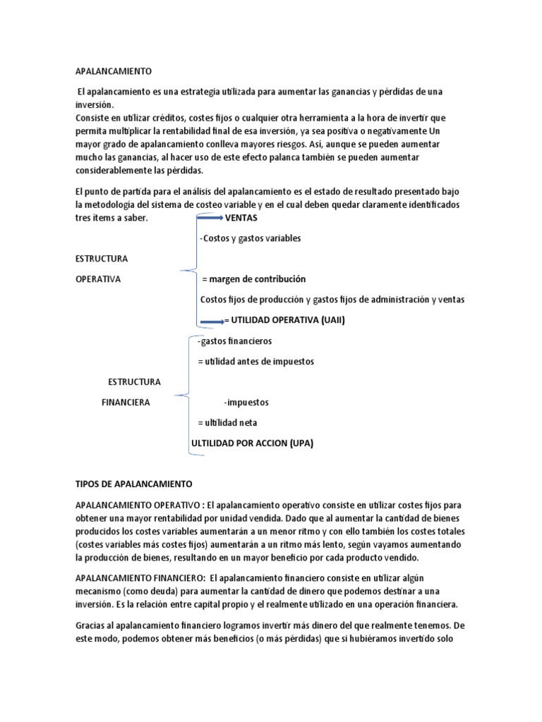 Riesgos y beneficios del apalancamiento | PDF | Apalancamiento ...