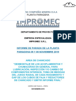 Informe Parada de Planta Paragsha - CHANCADO - 05 y 06 NOVIEMBRE 2019