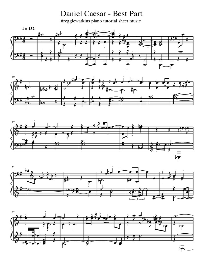 Daniel Caesar - Best Part With Vocals SHEET Music | PDF