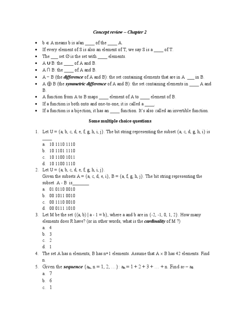 Concept Review - Chapter 2 | PDF | Abstract Algebra | Logic