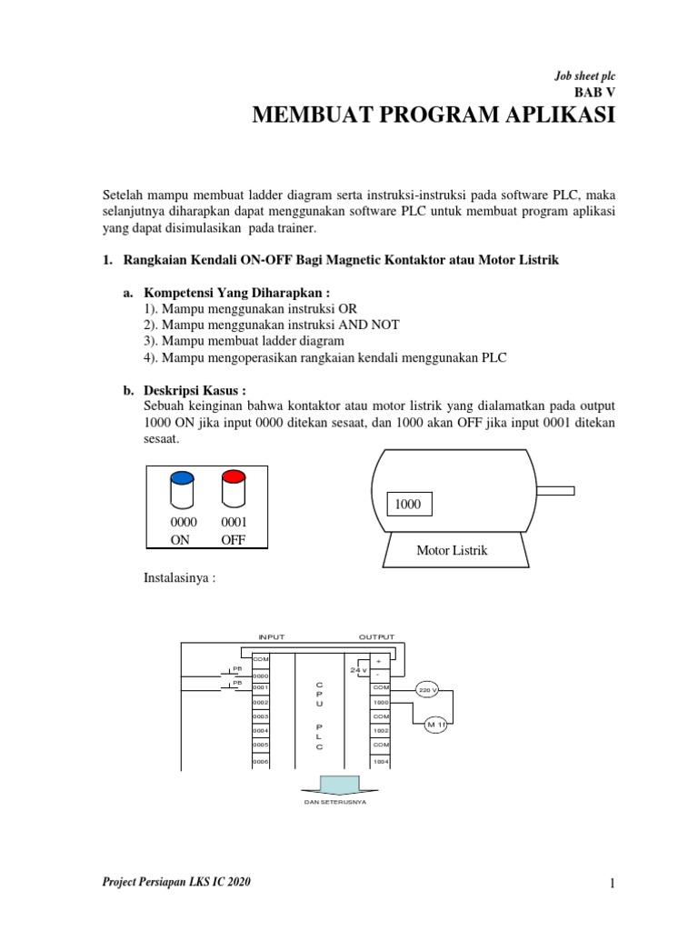 Project RIO 2020 - Aplikasi Latihan 1 PLC Kendali on-OfF | PDF