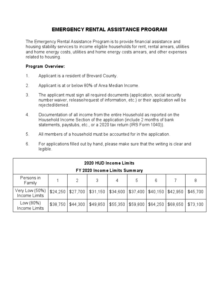 Emergency Rental Assistance Application PDF Supplemental Security