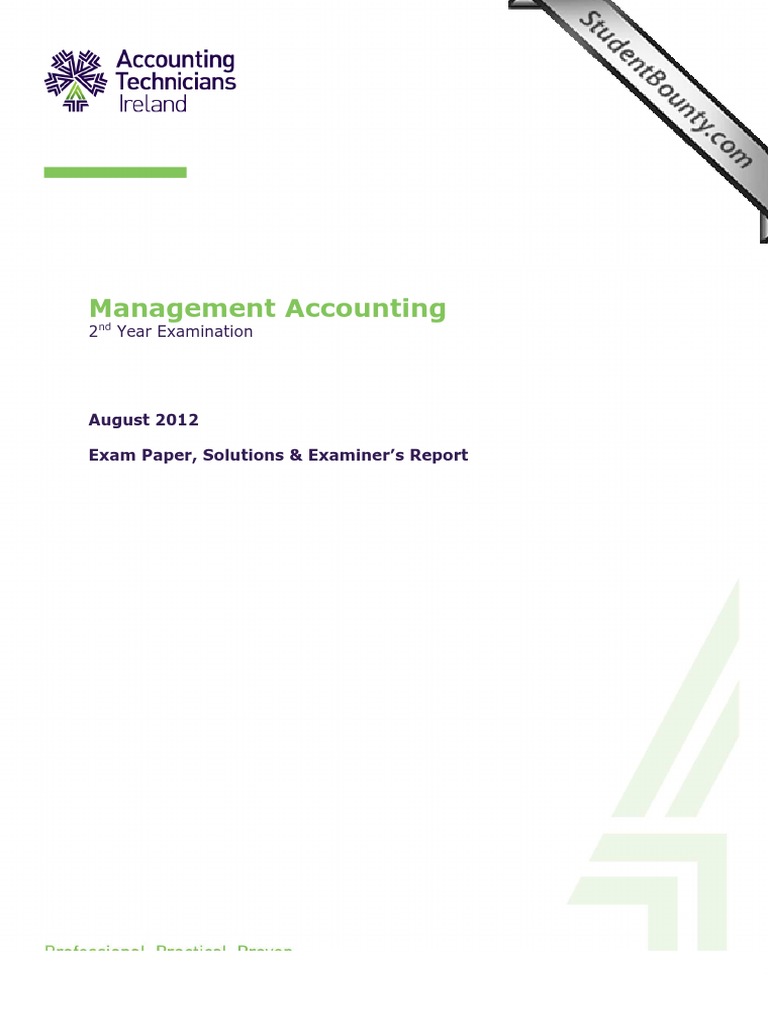 Management Accounting Exam Paper August 2012 | PDF | Expense ...