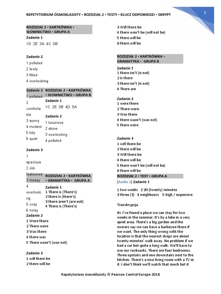 Unit 2 Test A Odpowiedzi