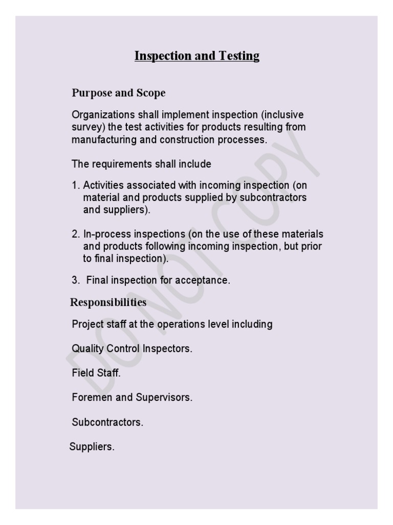 Inspection and Testing | PDF | Evaluation | Business Process