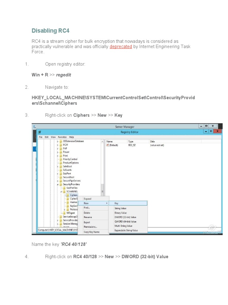 Disable RC4 Cipher in Windows 2016 | PDF | Applied Mathematics ...