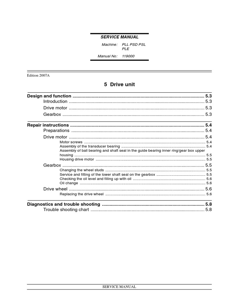 5 Drive Unit Service Manual PDF Transmission (Mechanics) Bearing (Mechanical)