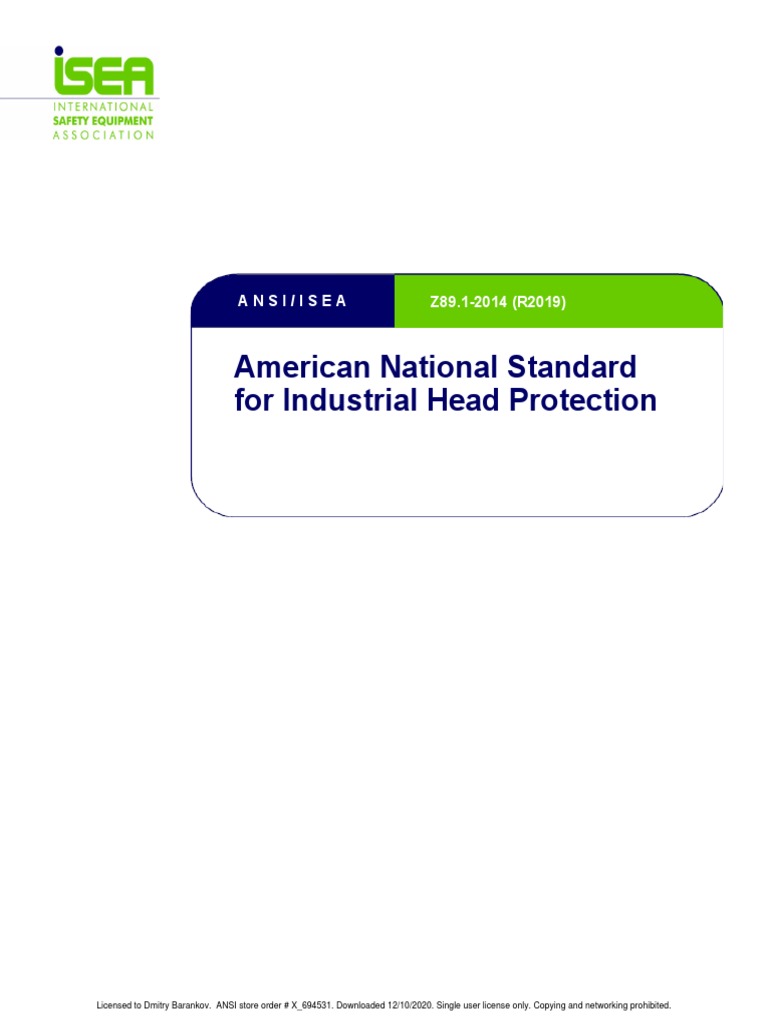 American National Standard For Industrial Head Protection Ansi/Isea