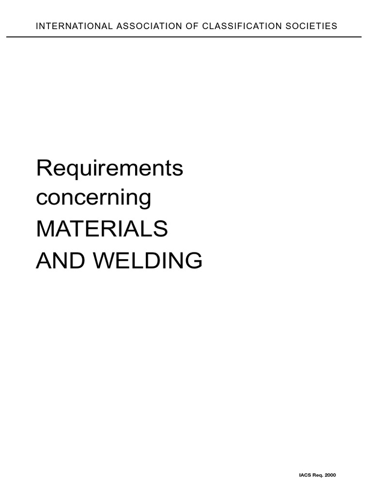 Requirements Concerning Materials and Welding International