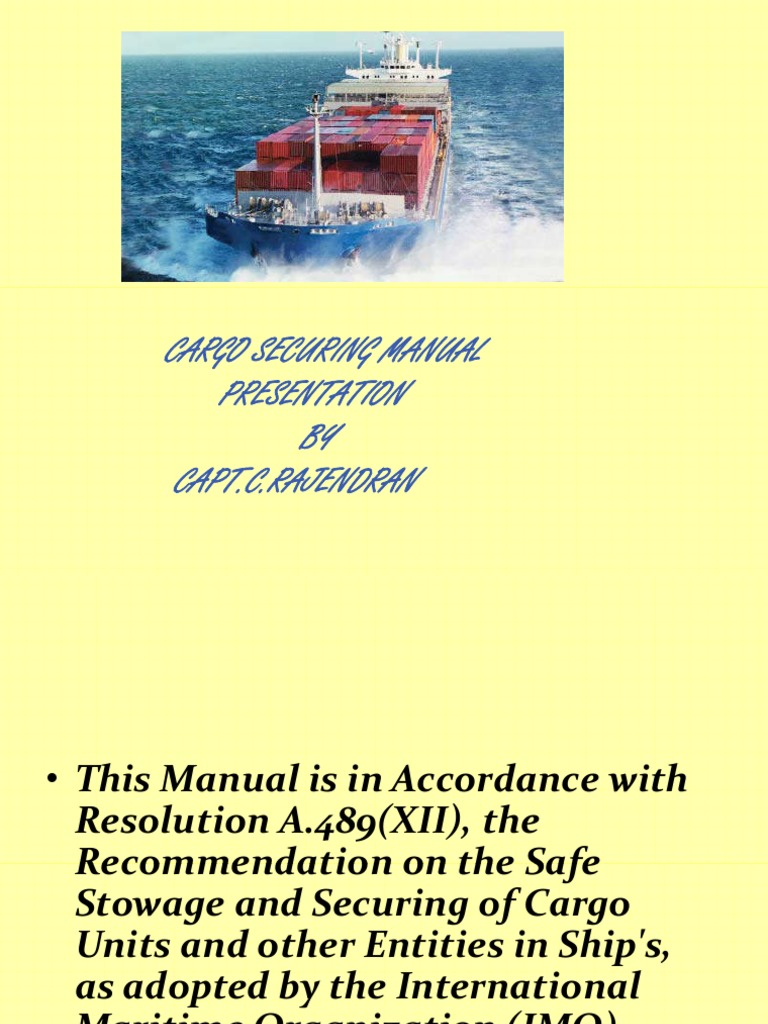 Cargo Securing Manual PDF Ships Cargo