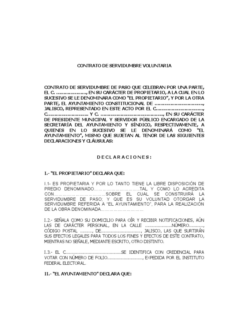 Contrato de Servidumbre de Paso Jalisco | PDF | Gobierno local | Justicia