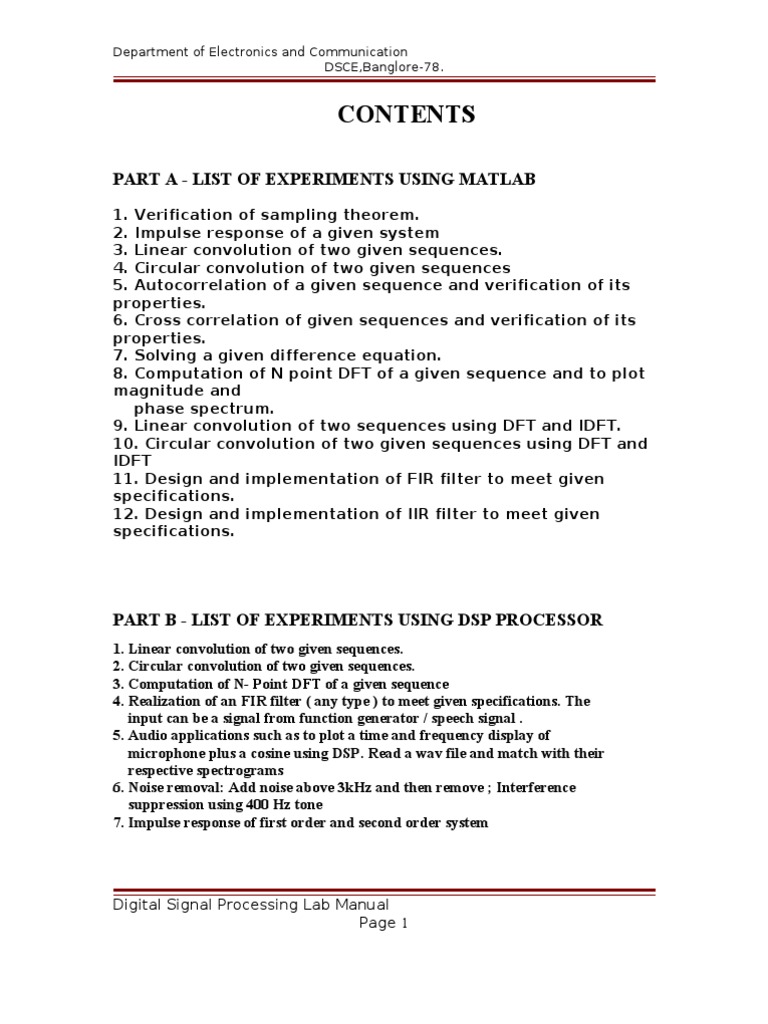 Digital Signal Processing Manual PDF Discrete Fourier Transform