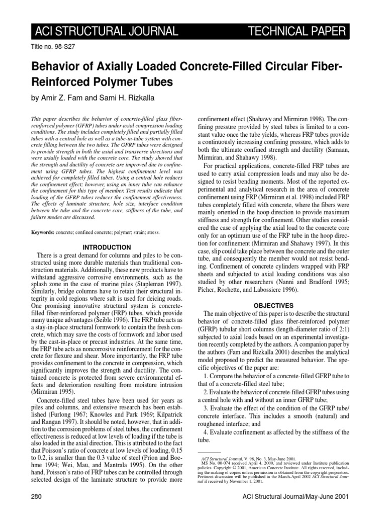 Behavior of Axially Loaded Concrete-Filled Circular Fiber-Reinforced ...