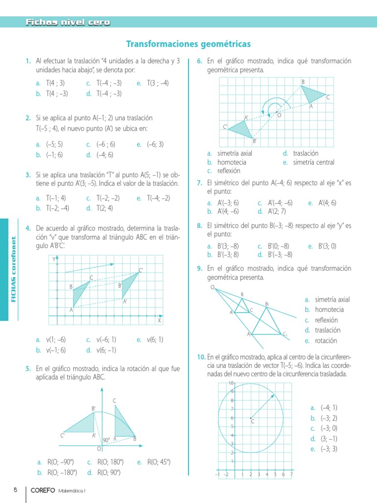 Ejercicios de Transformaciones Geométricas | PDF | Rotación | Simetría
