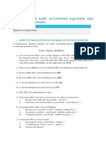 Chapter 3: The Basic Accounting Equation and Double Entry System