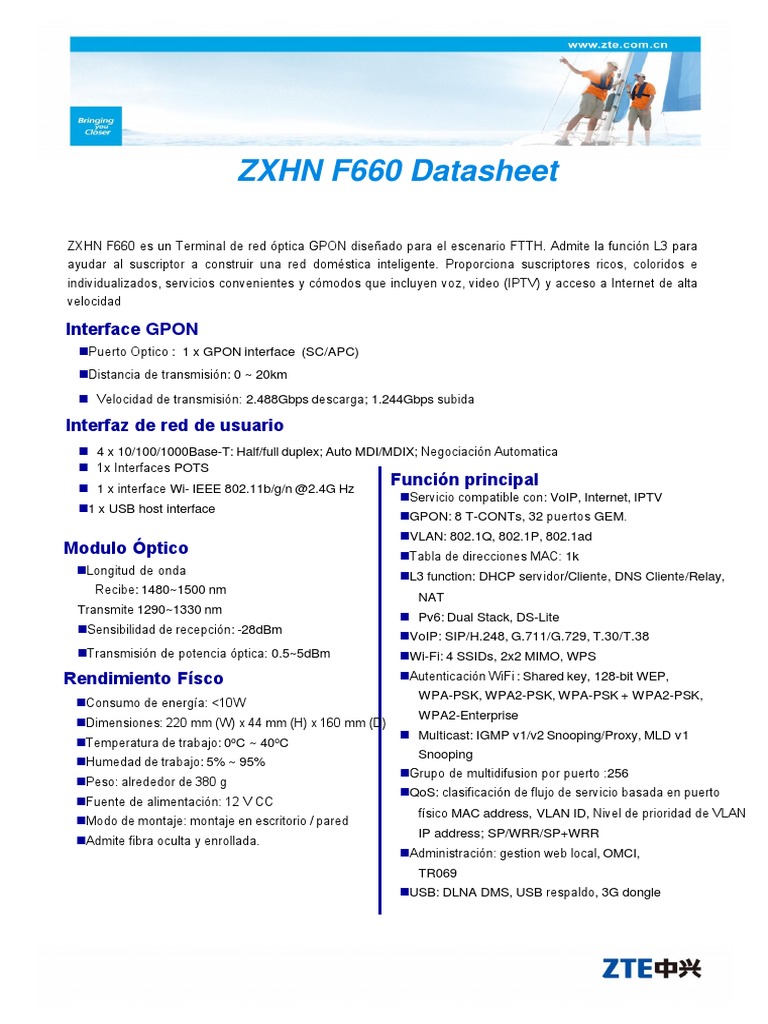 ZXHN - F660 Ficha Técnica | PDF | Controlador de interfaz de red ...