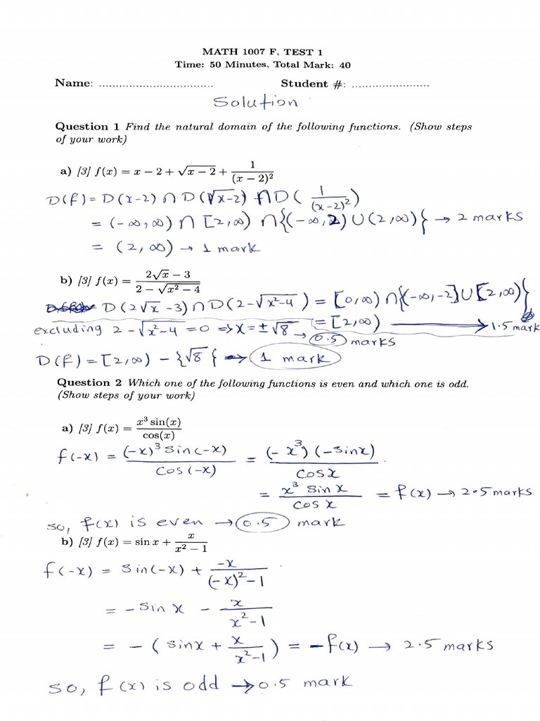Math 1007 Test 1 | PDF | Trigonometric Functions