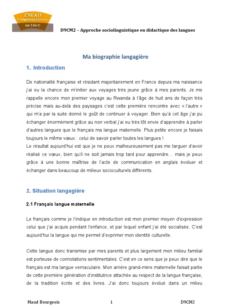 Biographie Langagière  PDF  Sciences cognitives  Sémiotique