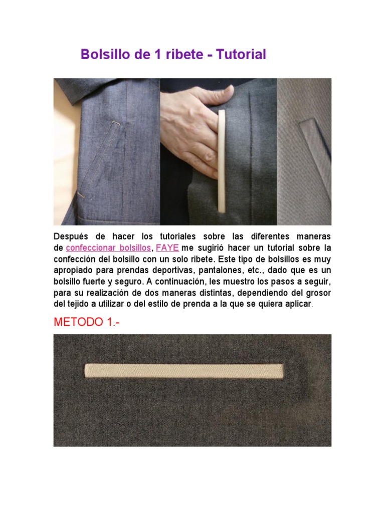 Tutorial de Bolsillo Ribeteado | PDF | Ropa