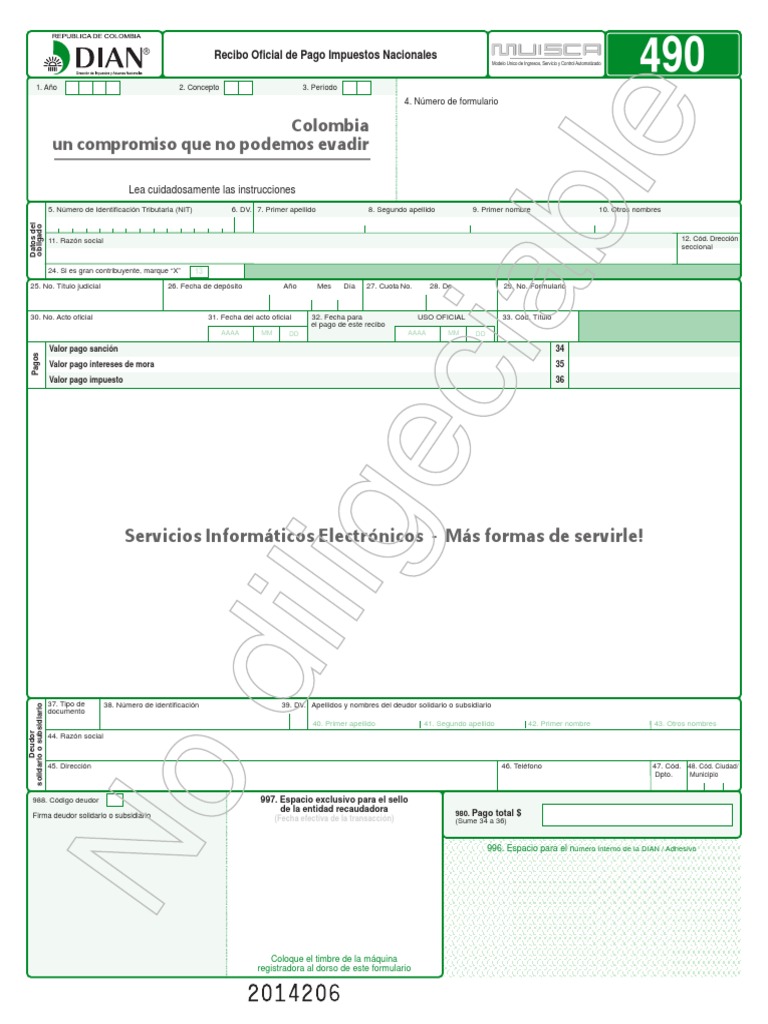 Recibo+pago+490 2014 | PDF | Impuestos | Contribuyente