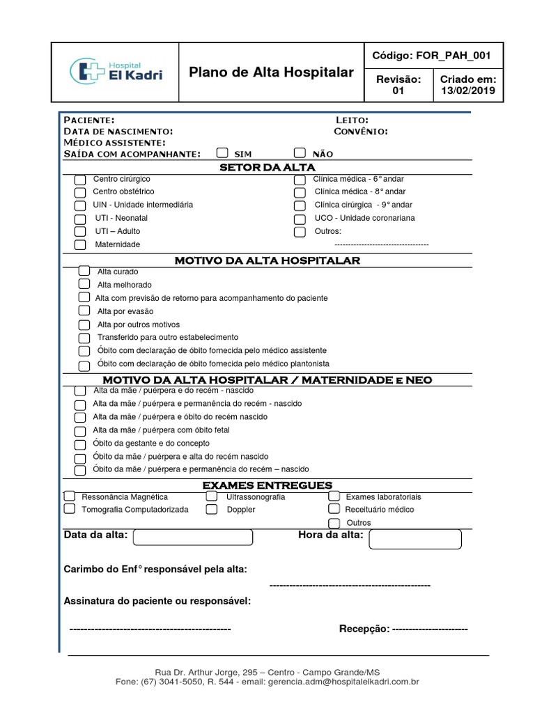 ALTA HOSPITALAR (Reparado) | PDF | Unidade de Tratamento Intensivo (UTI ...