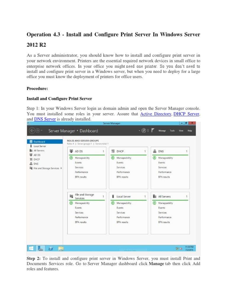 Install Print Server on Windows Server 2012 R2 | PDF | Internet & Web ...