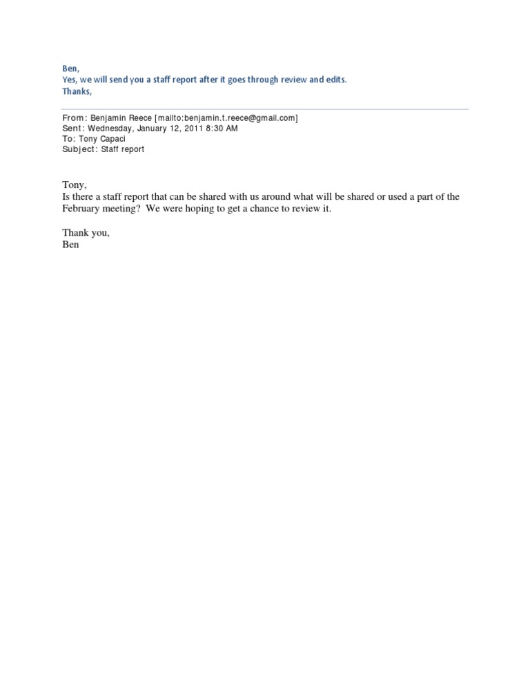 Staff Report Review Request Email | PDF