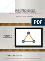 Project Management: (Constraints of Project Management) (The Key Pillars of An Organization)