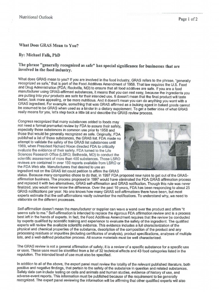 What Does GRAS Mean To You PDF